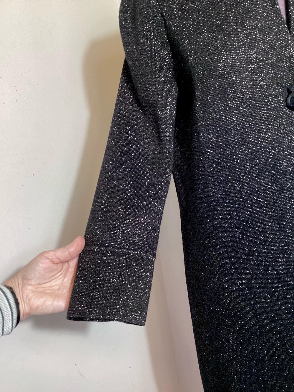 J.McLaughlin Black Metallic Knit Coatigan Size S - Picture 7 of 16